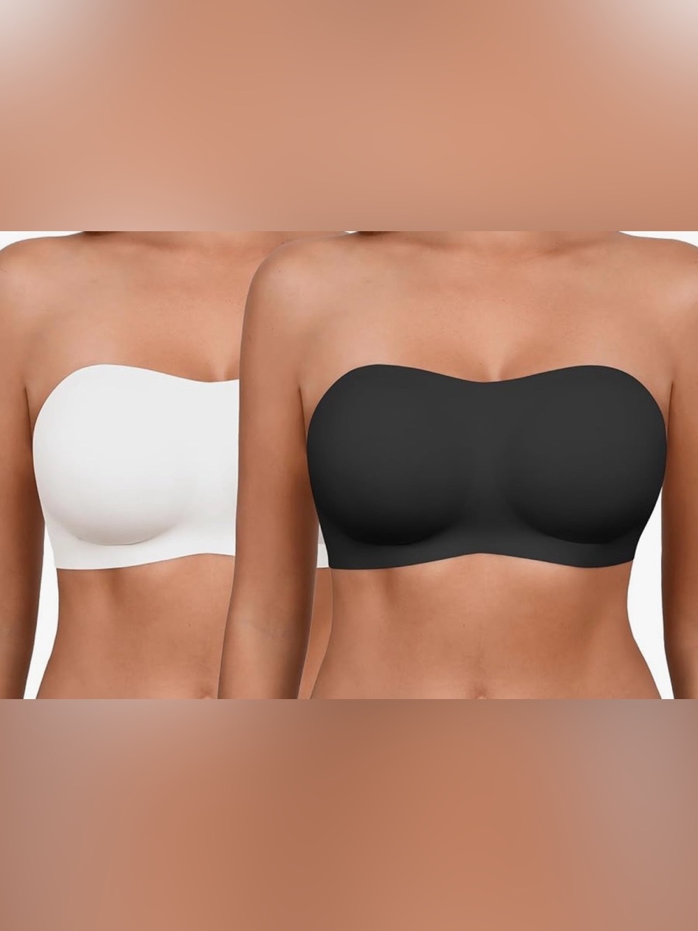 Seamless Strapless Bandeau Bra — Black & White Duo